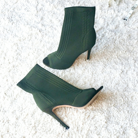 Catherine Malandrino Shoes - Catherine Malandrino Emerald Knit Peep Toe Booties